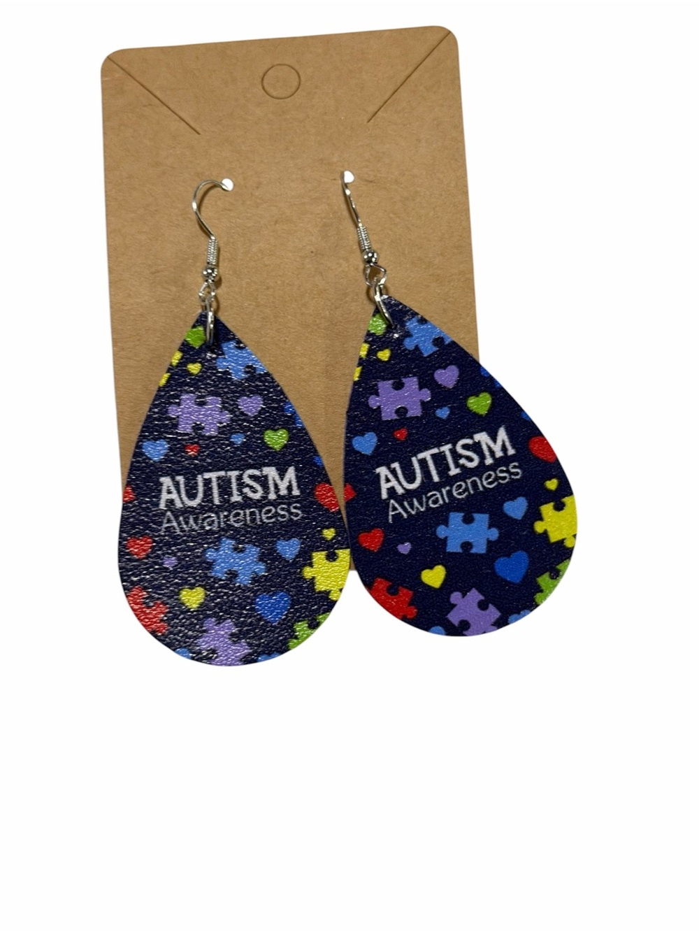 Bauer Autism Awareness Teardrop Earrings in Navy Multicolor